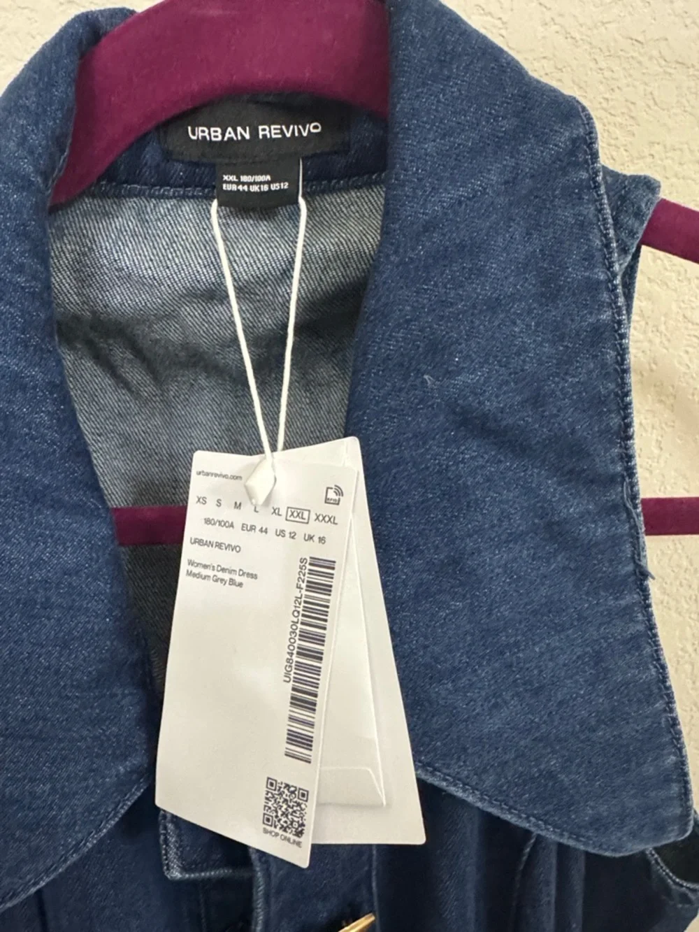 Urban Revivo Denim Maxi Shirt Dress with Gold-Tone Button Accents - Picture 3 of 5